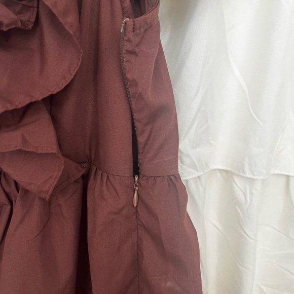 Brown ruffled neck line dress - Picture 3 of 4